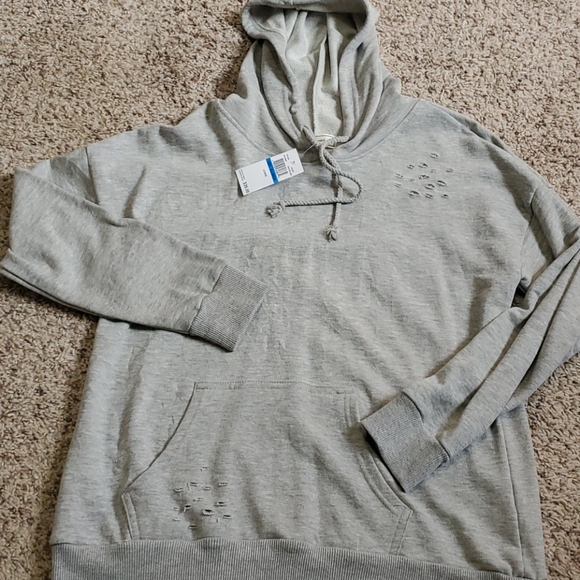 distressed hooded sweatshirt